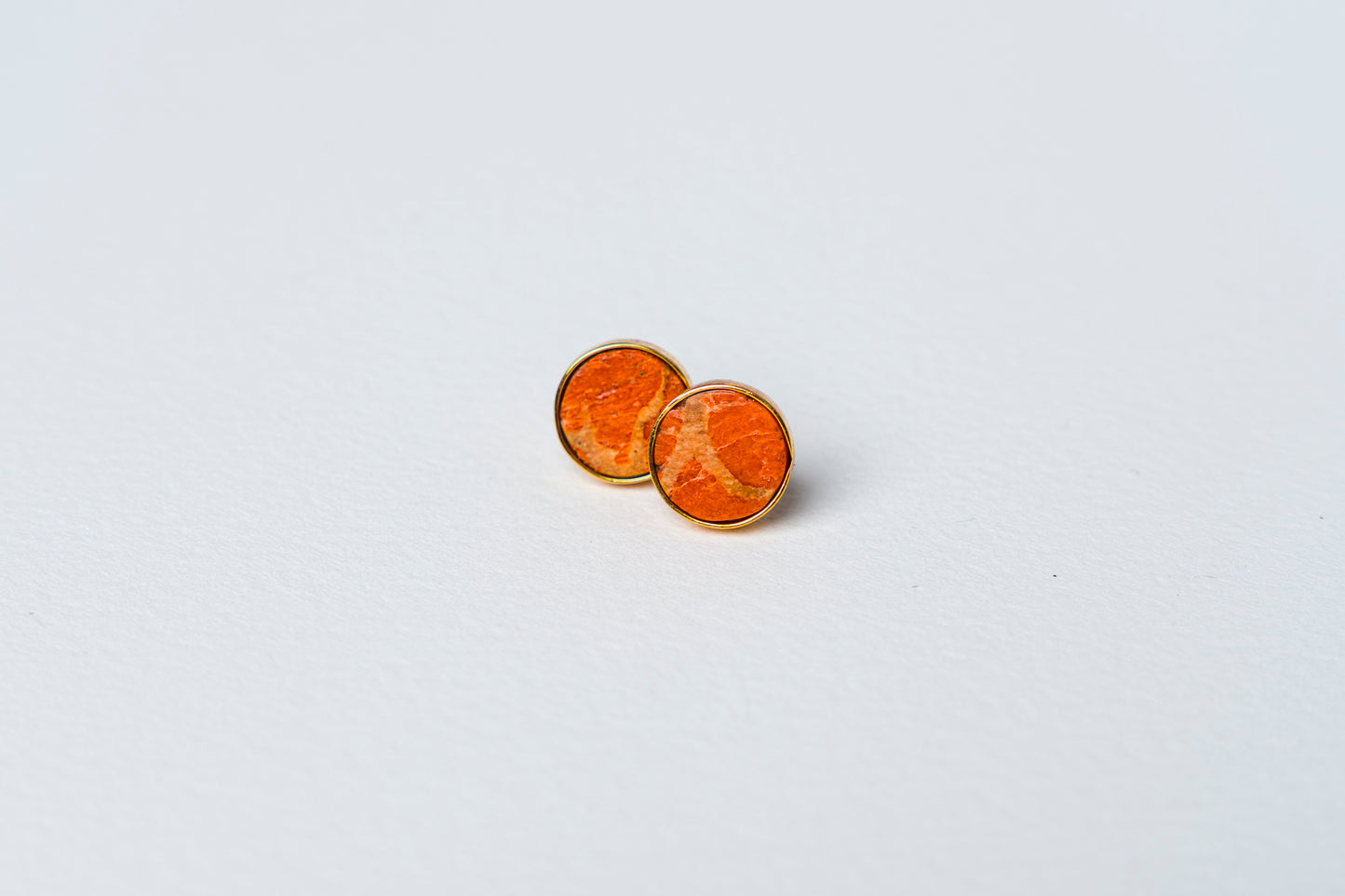 Red Coral Stud Earrings