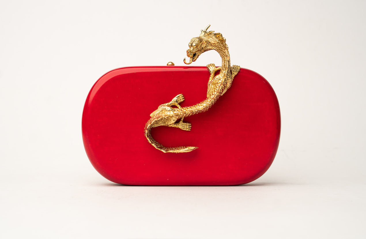 Suzy Wong Minaudière in Cherry Red Parchment