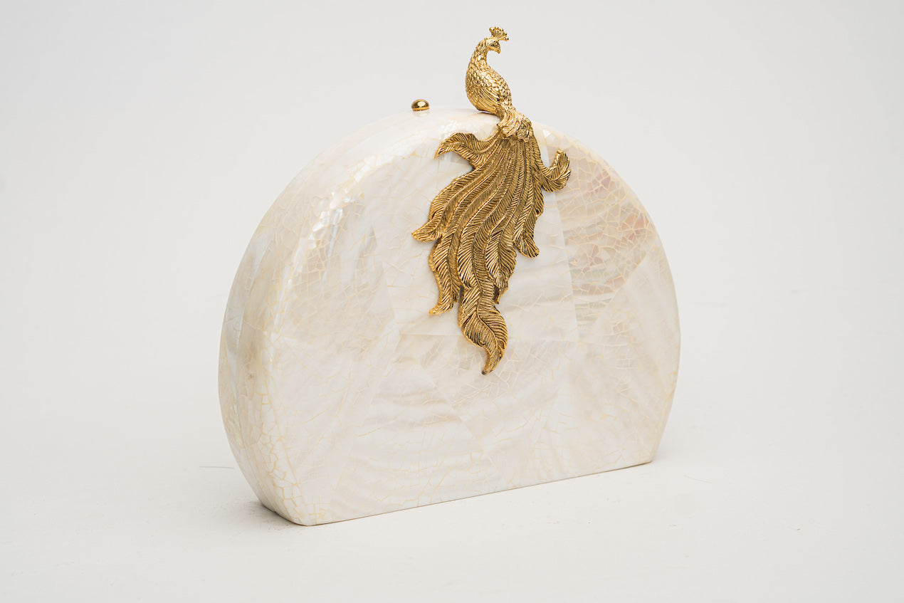 Phoenix Minaudiere in White Cabebe Shell – Neil Felipp